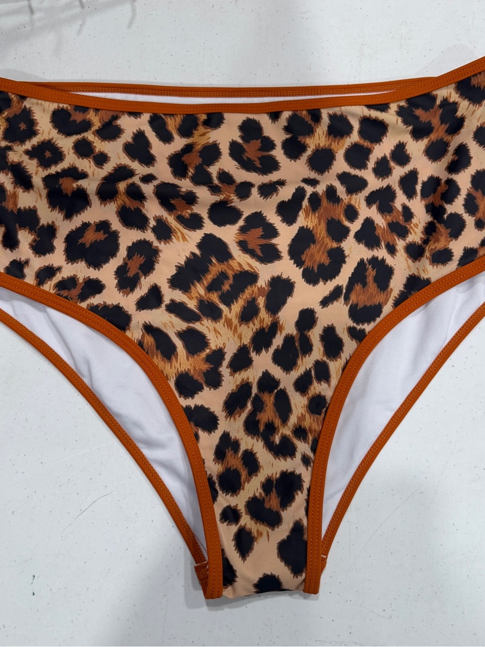 New Womens Brown Leopard High Waisted Bikini Bottoms Swimwear XL Adisputent